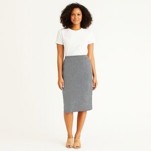 Blush Black and White Patterned Midi Skirt